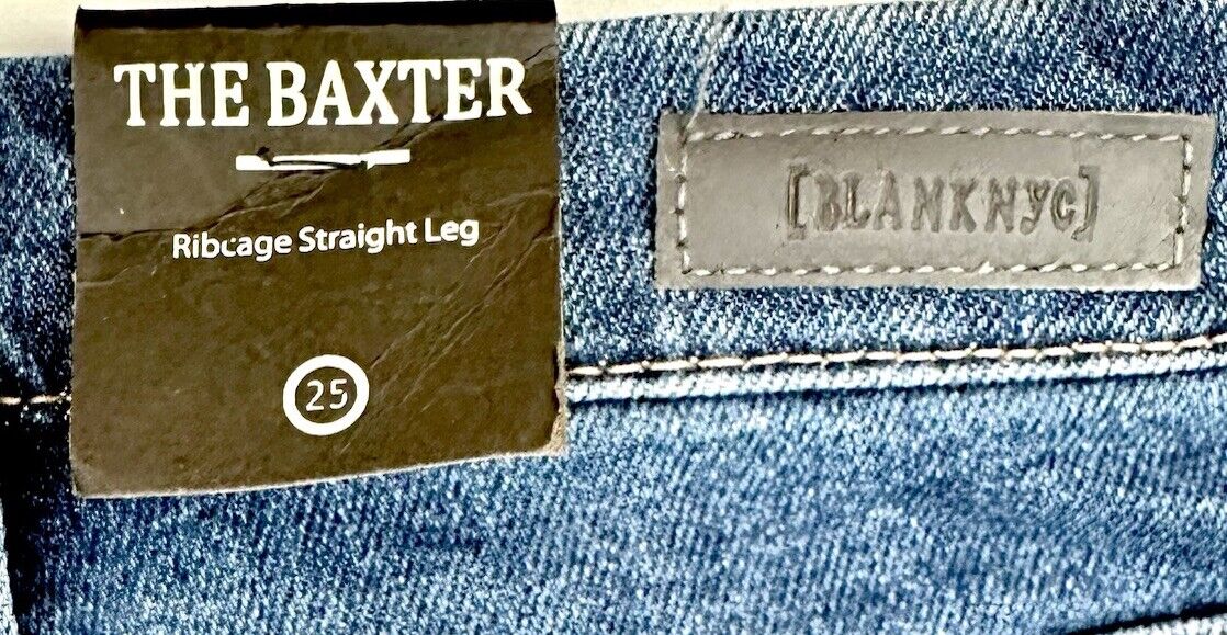 Blank NYC The Baxter High Waist Ribcage Straight Leg Jeans Retail $88 Size 25