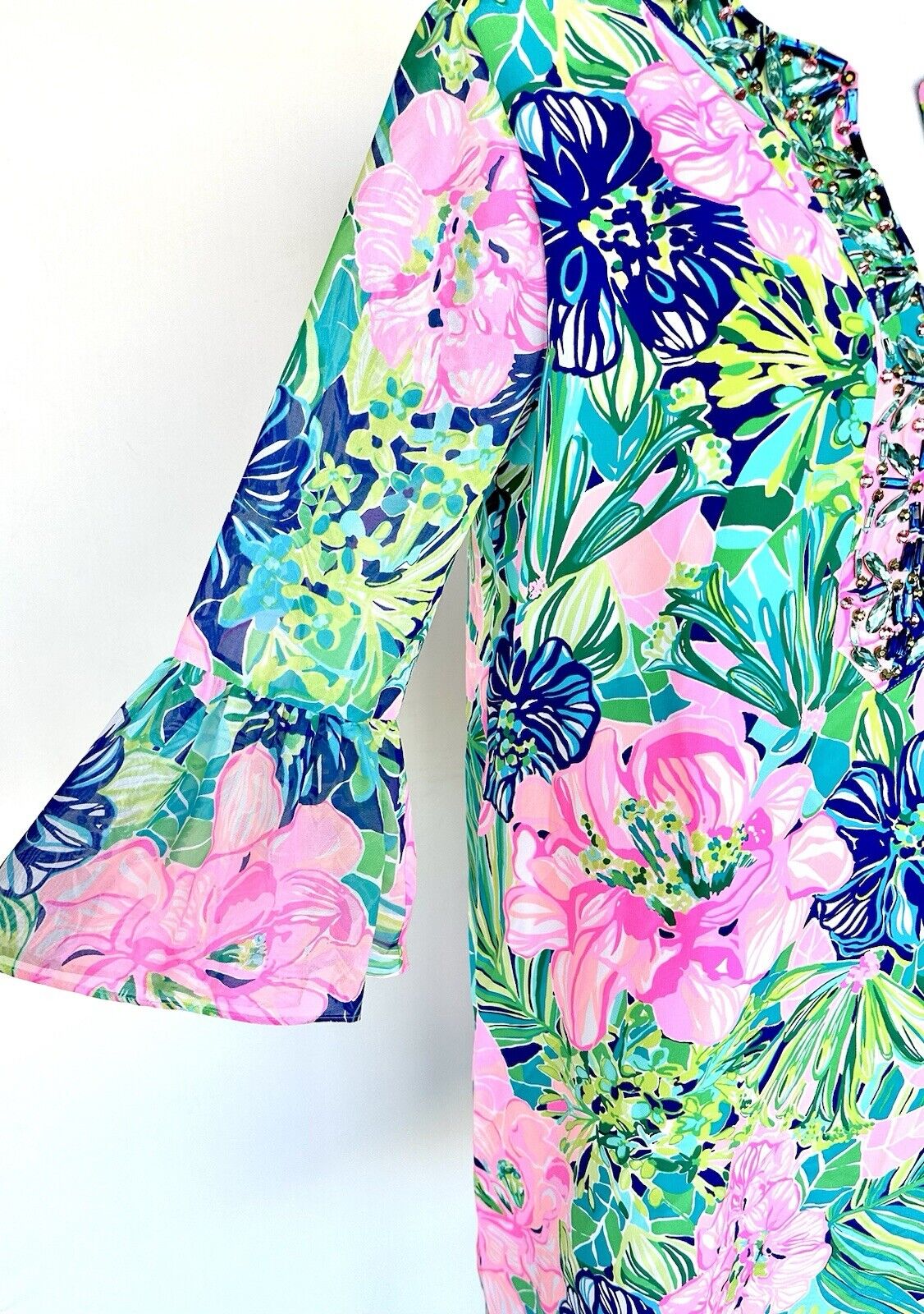 Lilly Pulitzer ELENORA Beaded SILK DRESS in Island Escape NWT SIZE M Retail $298