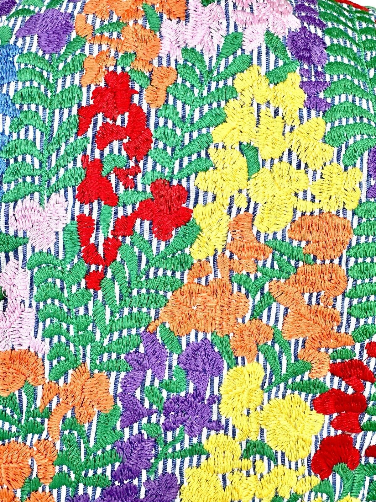 J Marie embroidered Tristan Top XS NWT Striped Blue Puff Sleeve Retails $146