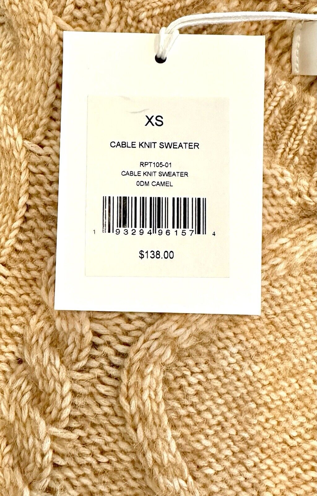 Rachel Parcel Cable Knit Sweater Camel Color XS Retails $138 NWT