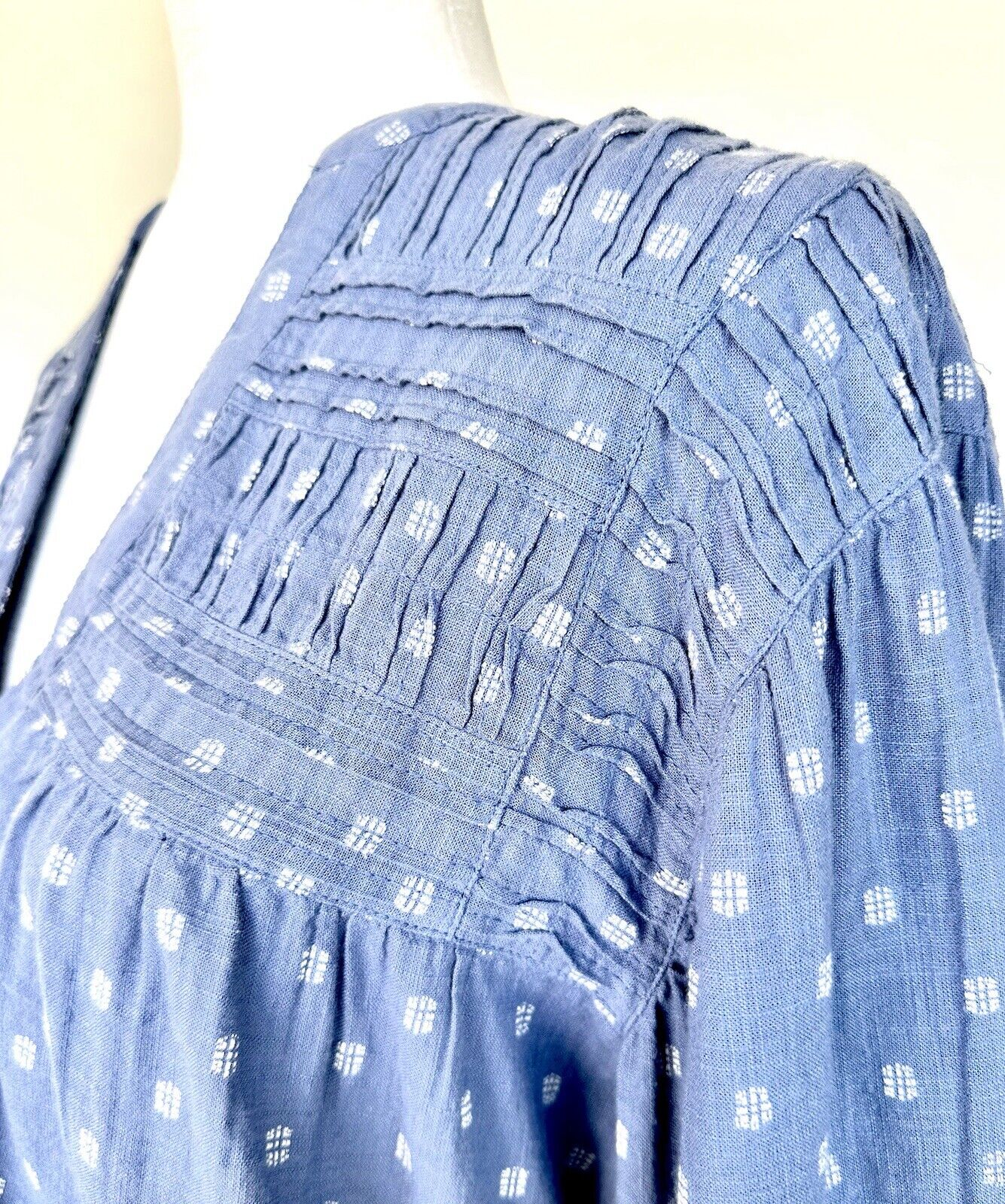 Sundance Clementine Countryside Blouse Retail $93.99 XS Blue Pleated