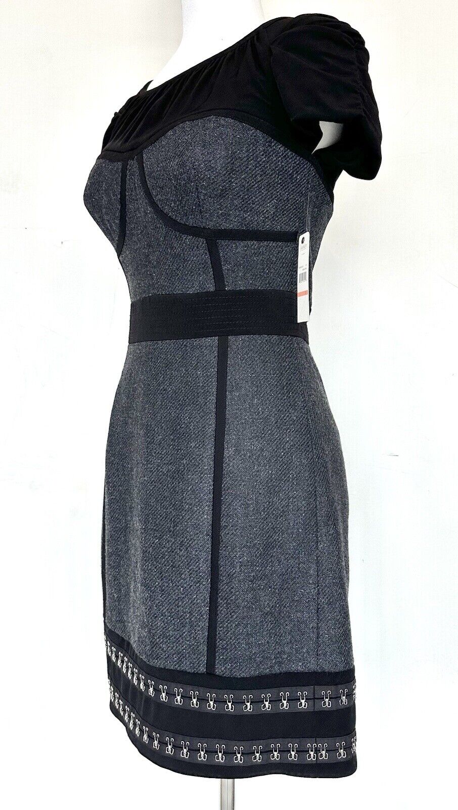 Laundry Shelli Segal Corset Top Black And Gray Dress.Size 2 Retails $265 NWT