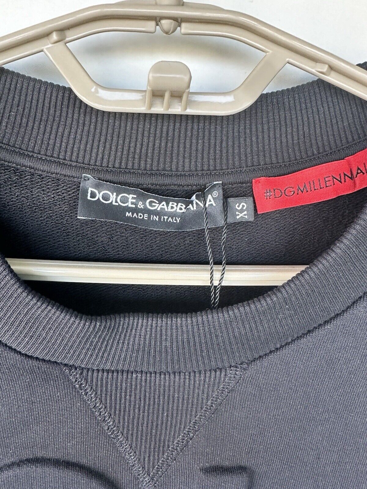 Dolce & Gabbana Black Raised Letter Logo Sweatshirt Mens Retails $896 XS