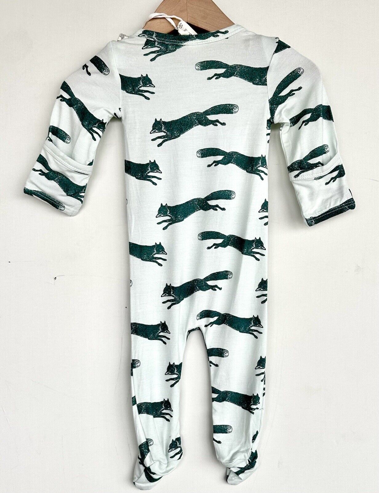 Kate Quinn Jumping Fox Lap Neck Footie Retails $38 Soft Modal Spandex Turquoise