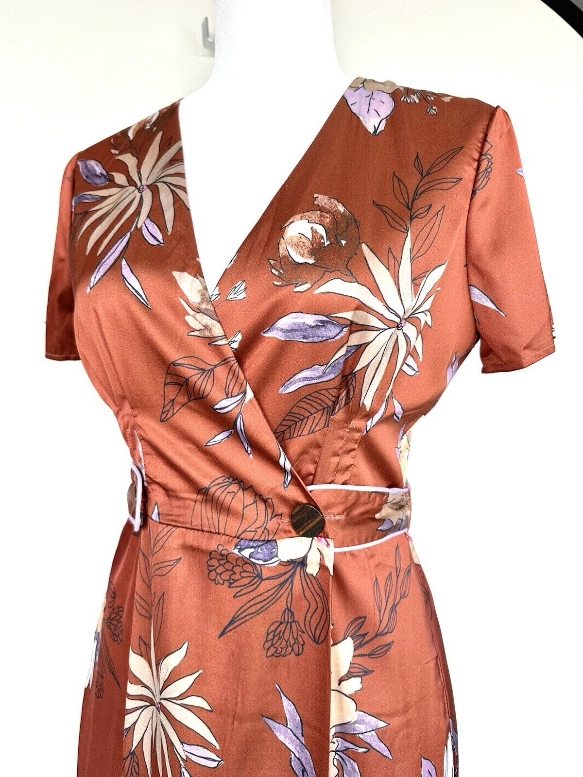 Hutch Bronze Maybelle Floral Satin Dress Size 0 Retail $280