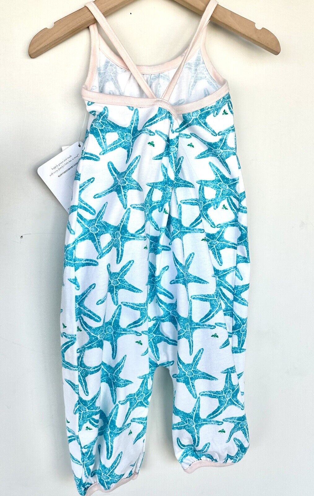 Burts Bees Organic Cotton Starfish Romper. 6-9 M NWT Cross Back