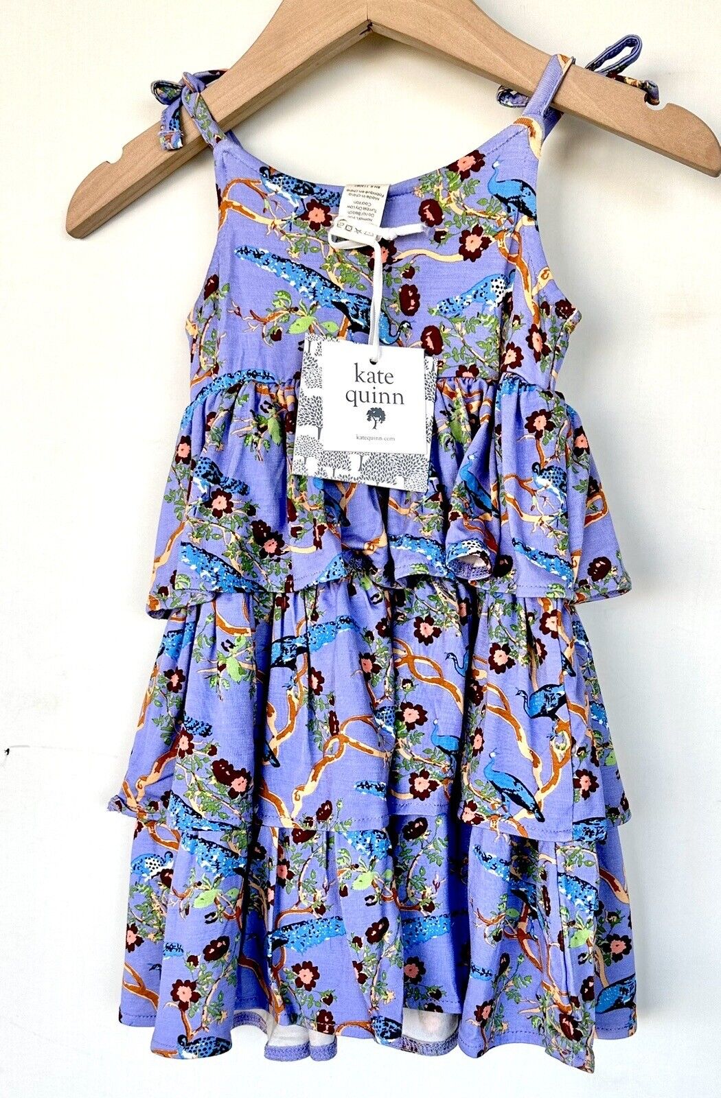Kate Quinn Ruffle Tier Dress Chinoiserie Peacock Retail $33 Price $28 3-6M