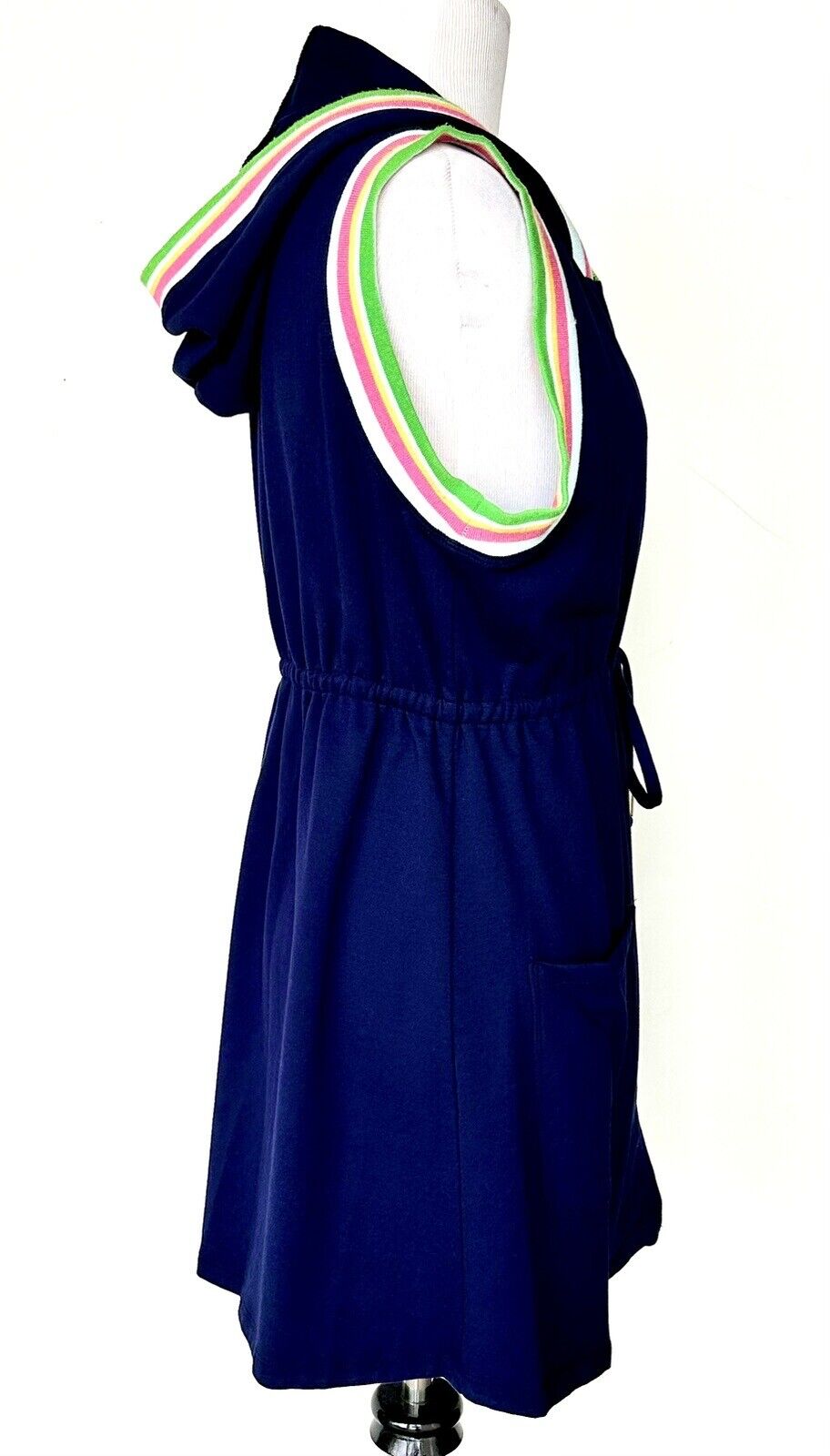 Trina Turk Sleeveless Open Front Hoodie Cover Up Retail $148 Price $76 New Blue