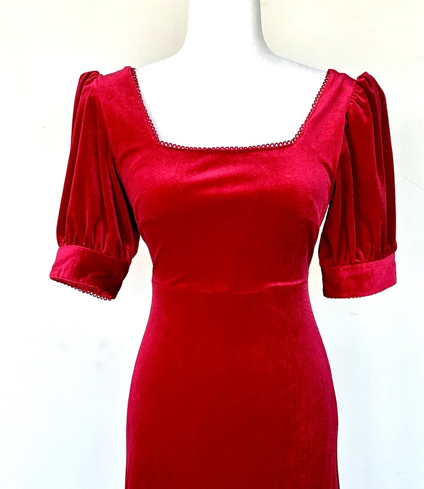 Rachel Parcell Velvet Midi Dress Ruffle Hem XS Retail $188 NWT