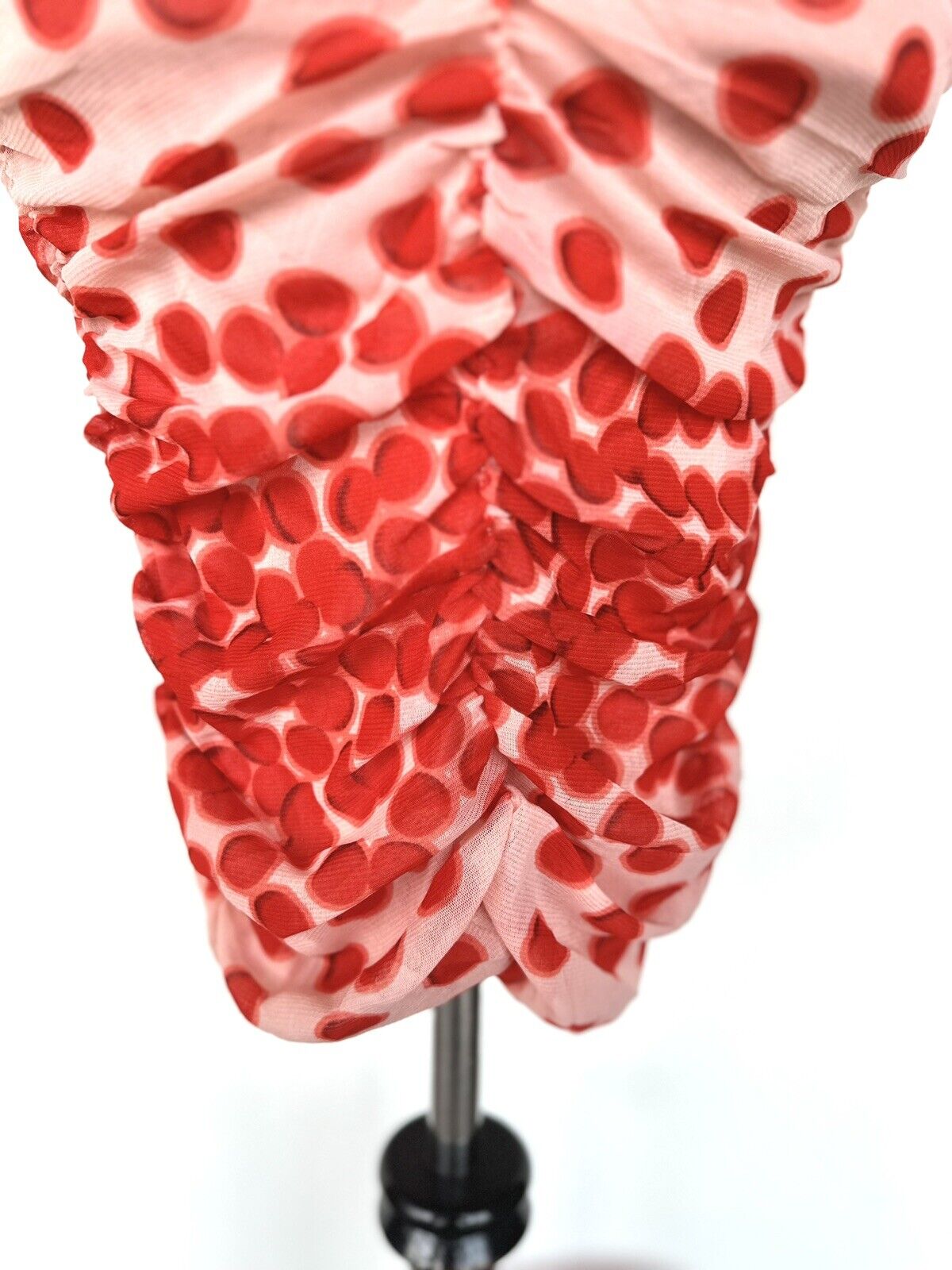 Vertigo Spot Mesh Overlay Dress Size S Ruched Retail $210 NWT Adjustable