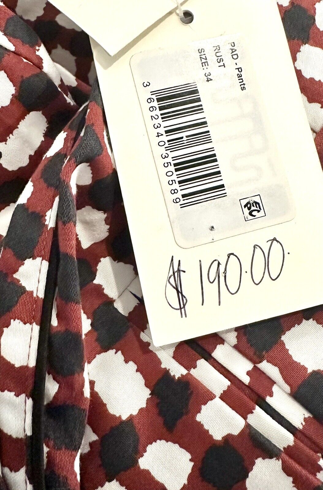 MKT Studio Burgundy Print Ankle Pants Size 34 US 0 Retail $190 NWT