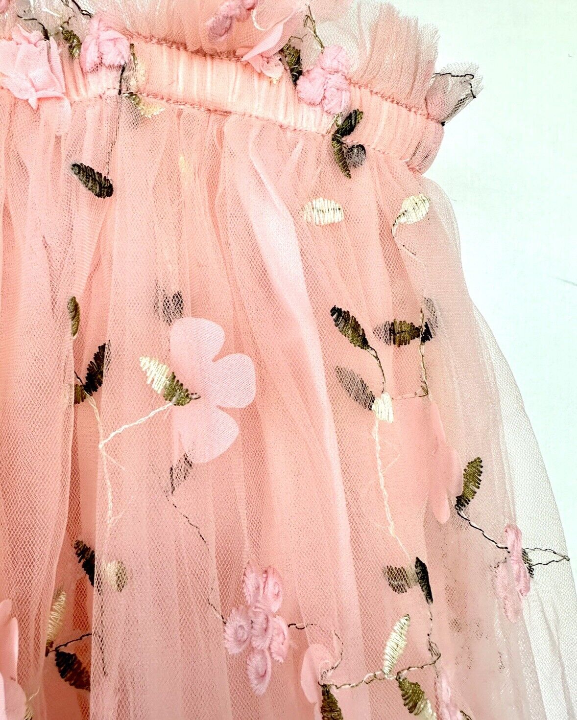 Dolce Tulle Net Embroidered Ruffle Dress Age 6 Pink Multi Layered