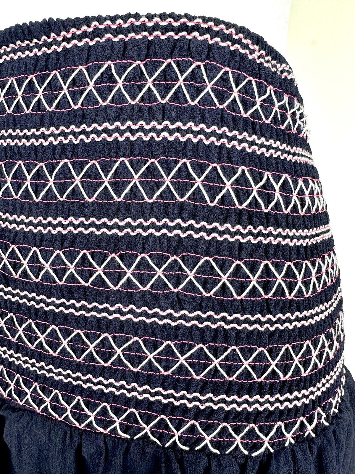 Aqua Navy Smocked Waist Skirt Retails $78 Size XS New
