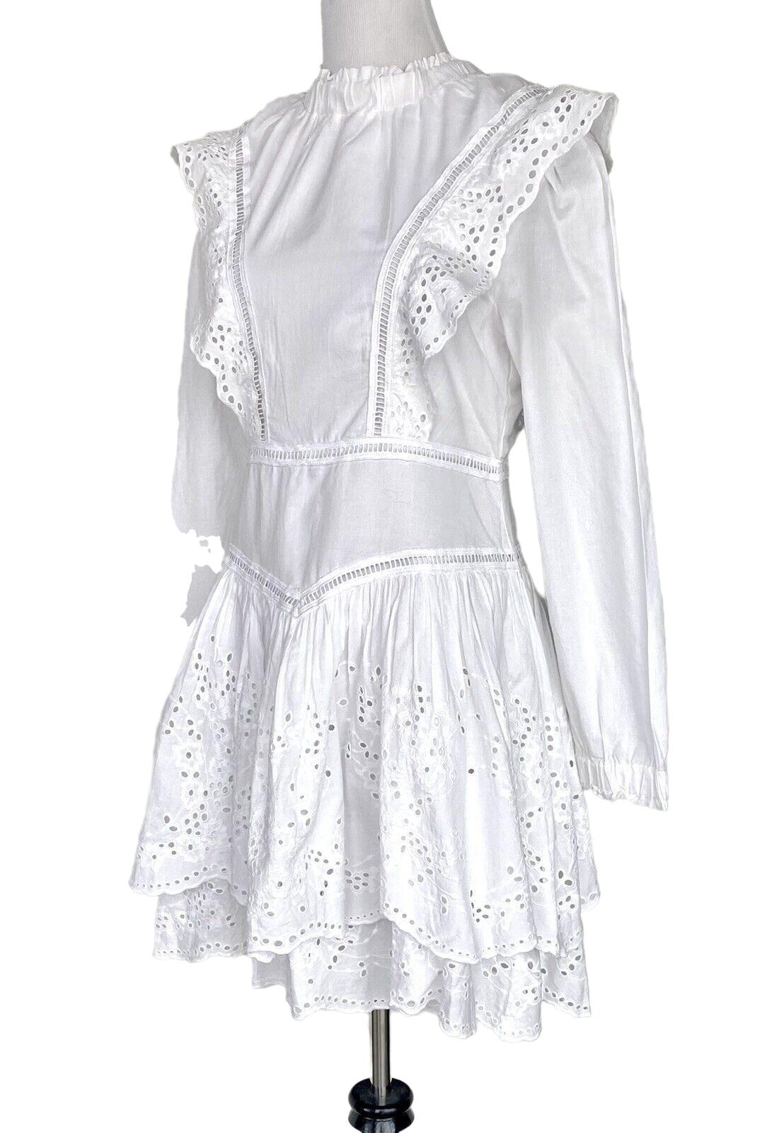 Allsaints Aislyn Broiderie Eyelet White Dress NWT Size 2 Retail $290 Price $158