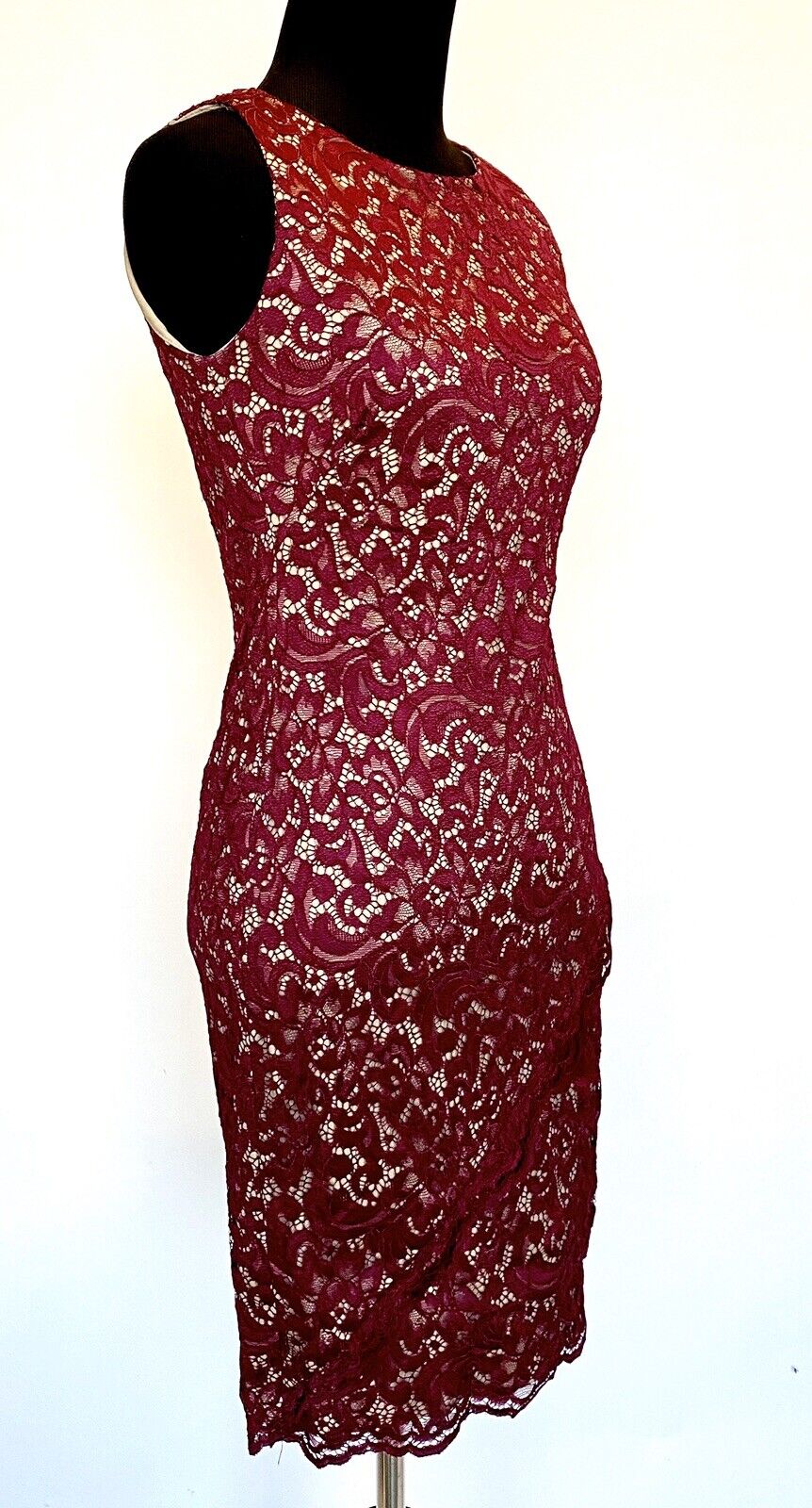 LAUREN RALPH LAUREN Maroon / Purple Lace Dress 0P Retail $180 Price $49 NWT