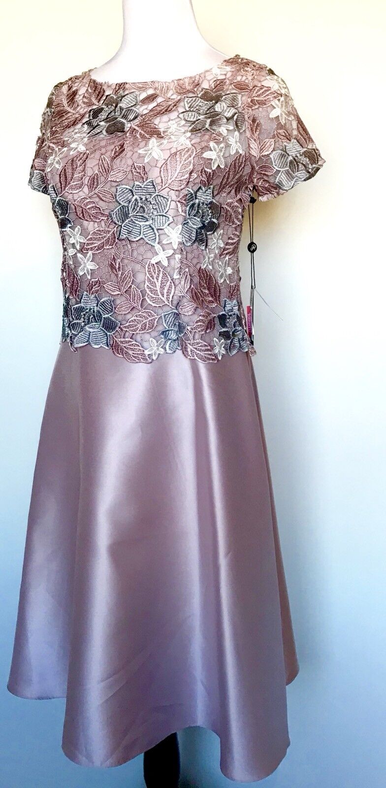 Adrianna Papell Pale Lilac Lace Body Formal Dress Size 8 Retail $229 Price $139