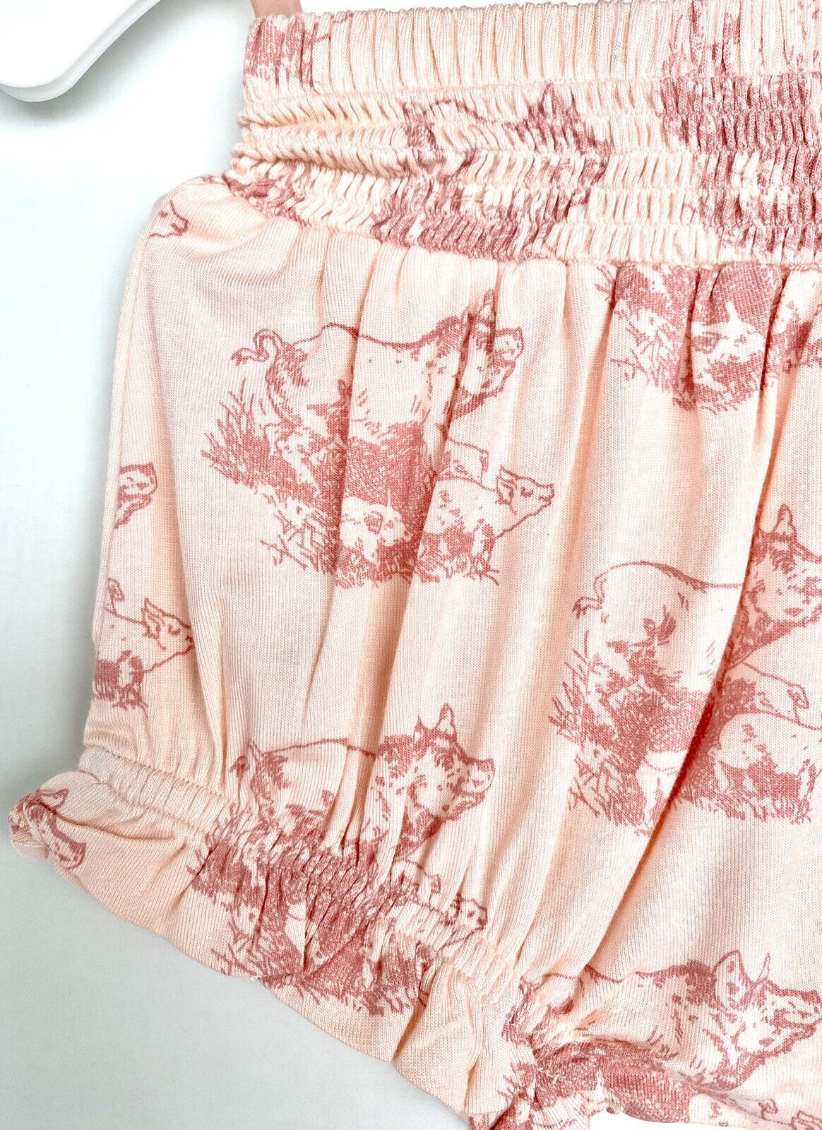 Kate Quinn Bamboo Smocked Shirred Waist Ruffle Bloomer Price $32 3-6M Piggies