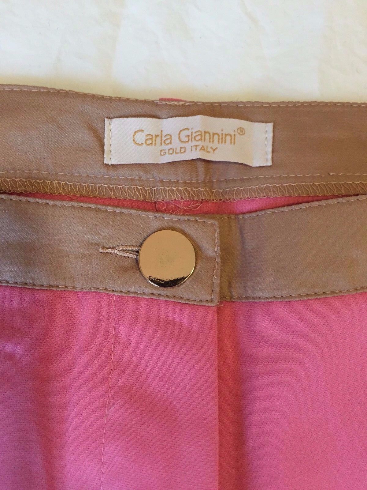 Carla Giannini Gold Italian Designer cropped tapered pink Pants NWT size M $25