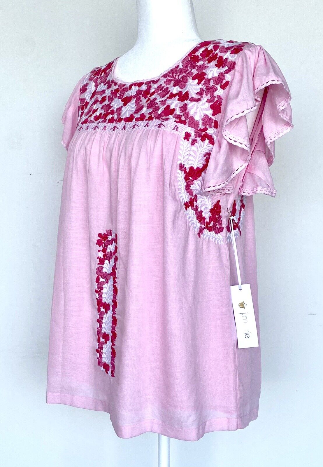 NWT J Marie embroidered Ainsley Top size S Retail $106 Price $56 pink