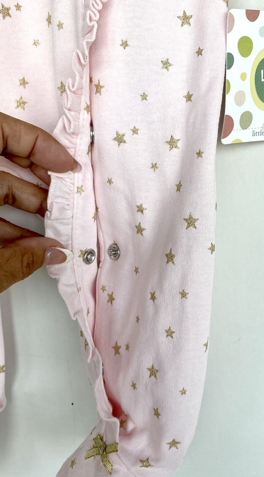 Little Me 2 Piece Bodysuit With Hat Pink Sparkle Stars 9 Months NWT Price $16
