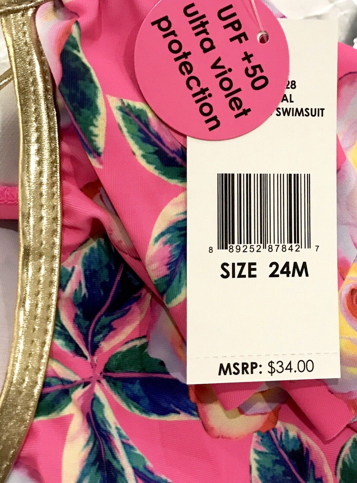 Betsey Johnson Floral Pink And Gold Bikini 24 M Retail $34 Price $19 NWT
