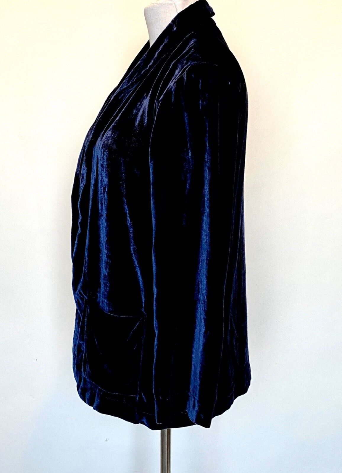 Navy Blue Velvet Beltaine Jacket Blazer Open Front Retail $238 Price $65 XS NWT