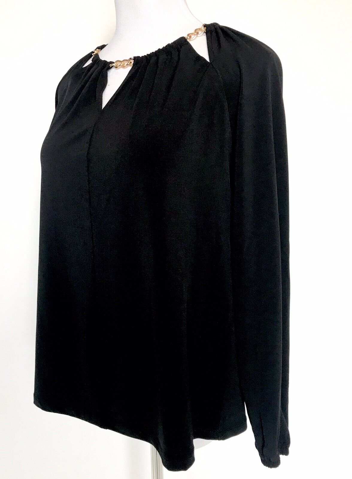 Carmen Marc Valvo Sz S Black Top Gold Metal Neck Chain Retail $58 Price $32 NWT
