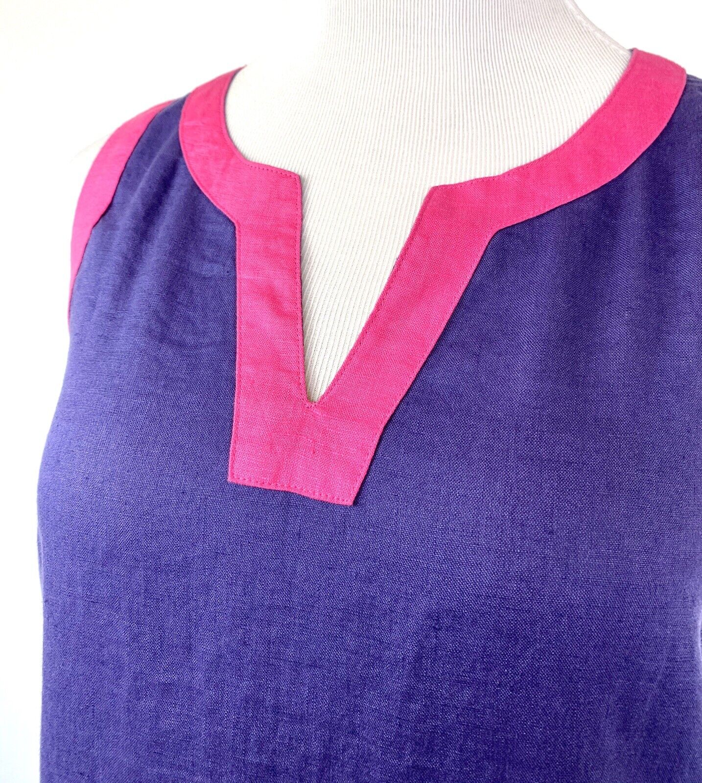 Sigrid Olsen 100% Linen Blue Sleeveless Dress. Retail $119 Price $55 Size M NWT