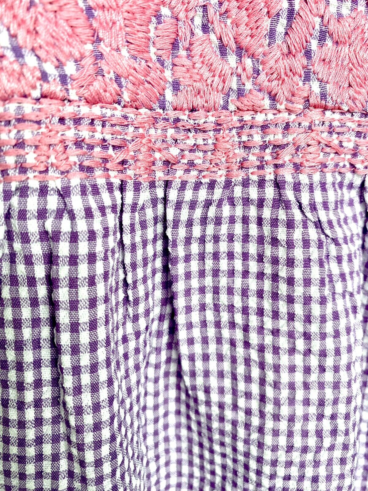 J Marie embroidered Suri Gingham Top size S Retail $106 Price $53 Seersucker