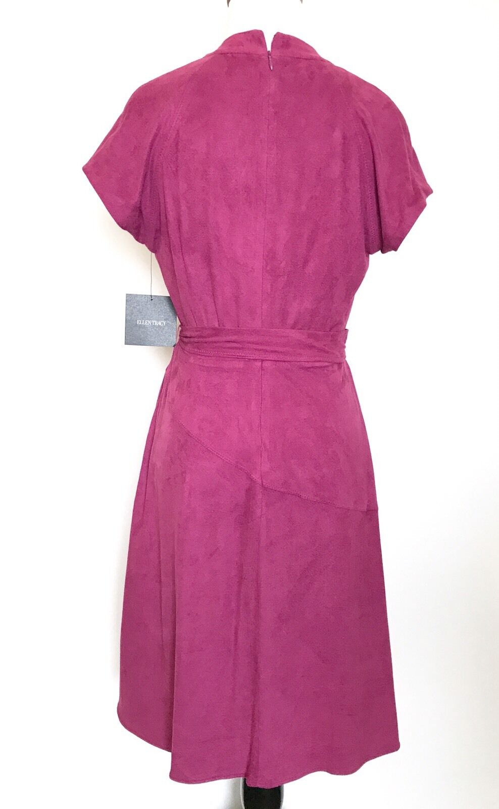Ellen Tracy Faux Suede Dark Pink Wrap Dress. NWT Size 2 Retail $128 Price $39