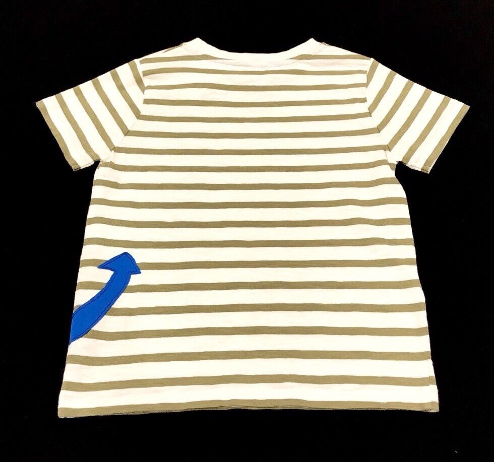 Mini Boden Khaki Stripe Anchor Appliqué Tee. 4-5 Year Retail $30 Price $24 NWT