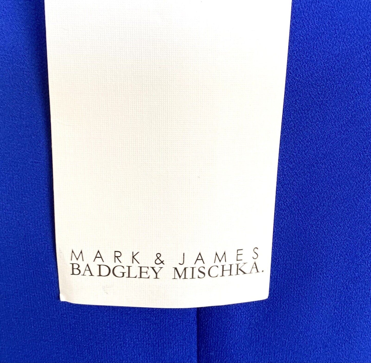 Badgley Mischka cobalt Blue drape neck dress. Retails $365 Price $98 NWT Size 10