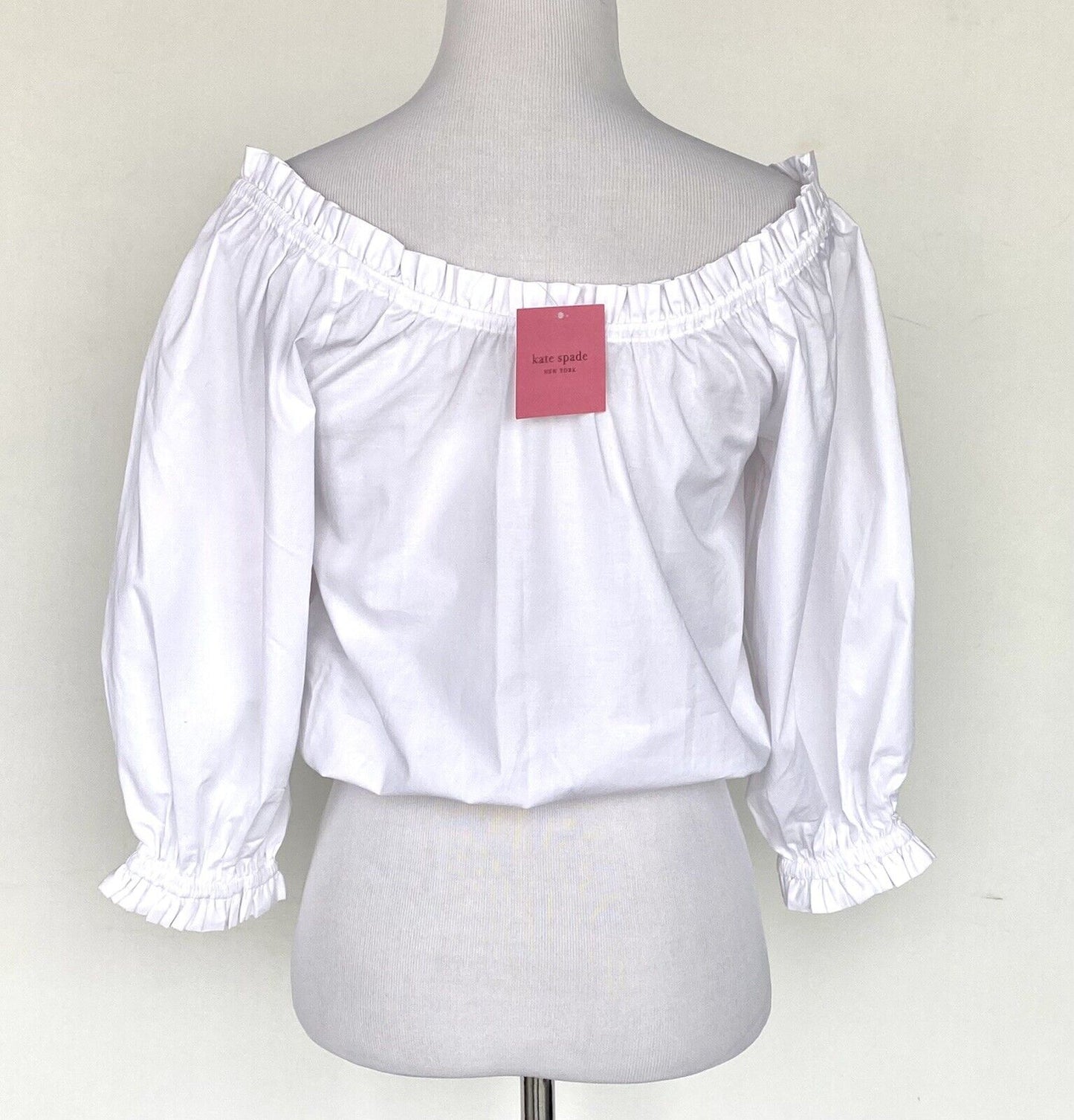 Kate Spade Aperitif White Poplin Top / Blouse NWT Retail $128 Price $84 Size XS