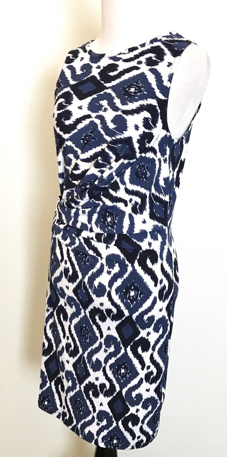 Michael Kors Blue And White Side Drape Dress. NWT Retail $130 Price $66 Size XS