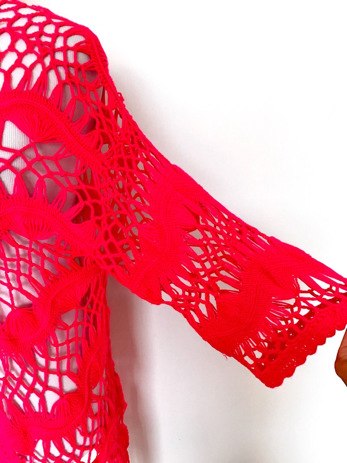 Superdry Red Crochet Cardigan / Cover Up Size M Retail $54.50 Price $42