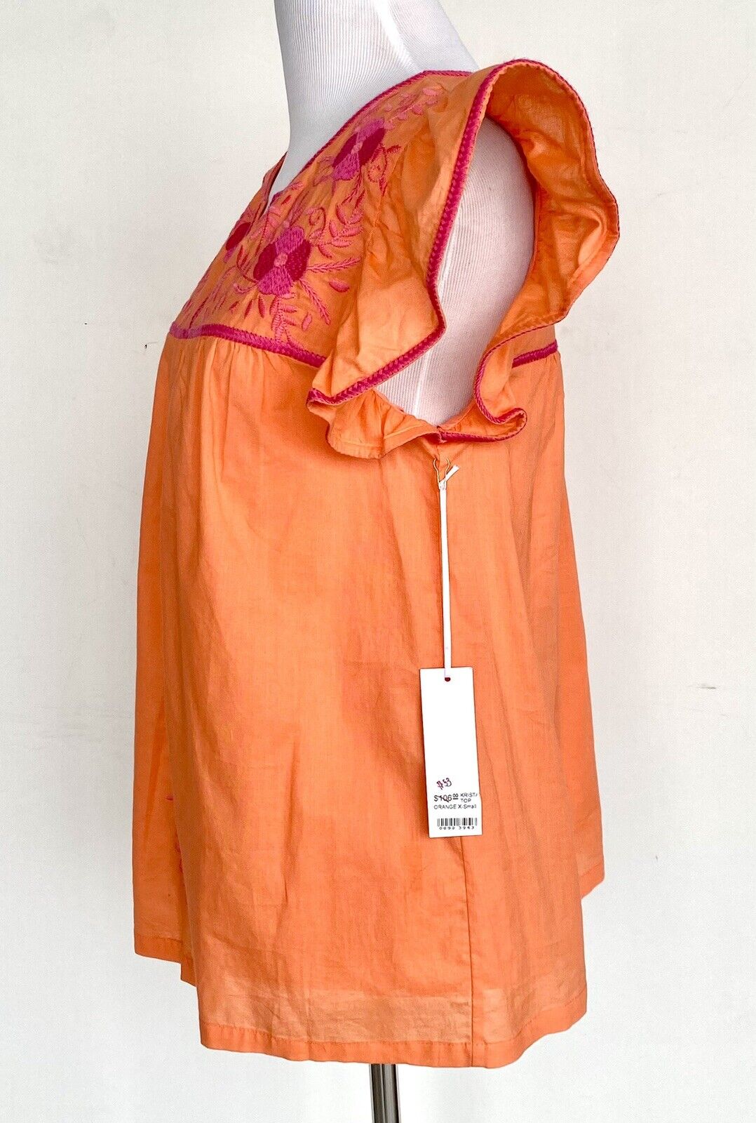 NWT J Marie embroidered Krista Top size XS Retail $106 Price $53 pink Orange