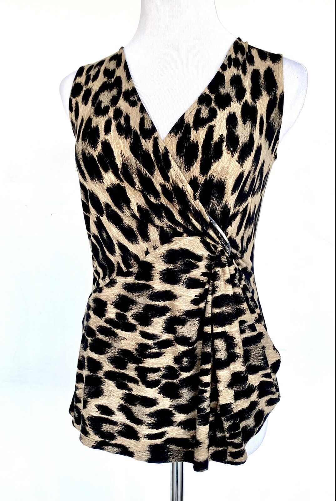 Joe Fresh Leopard Stretch Ruched Top Price $33 NWOT XS Sleeveless