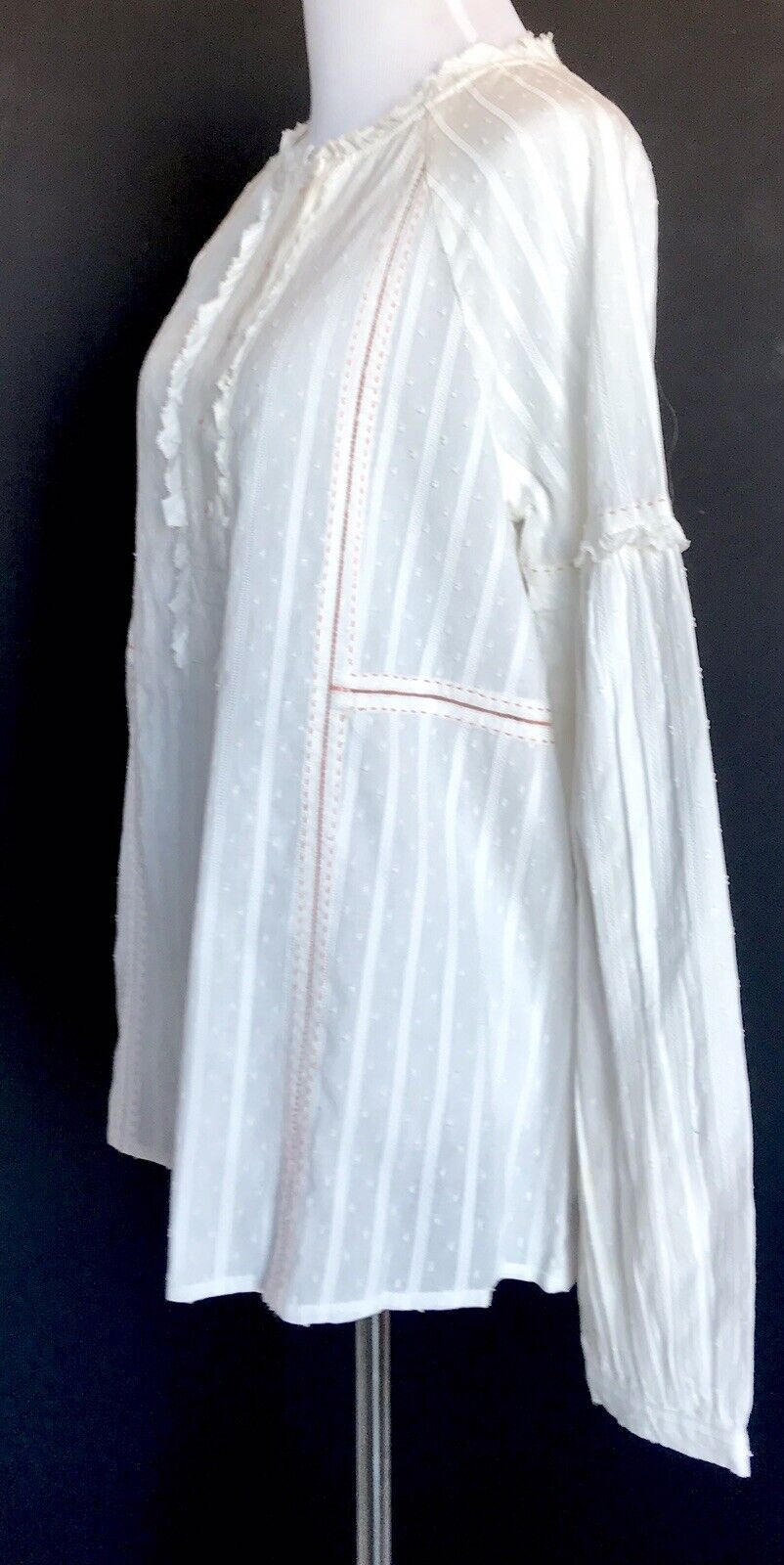 Sundance Alethia Off White & Coral LS Blouse. Retails $88 Price $48 NWT Size XS