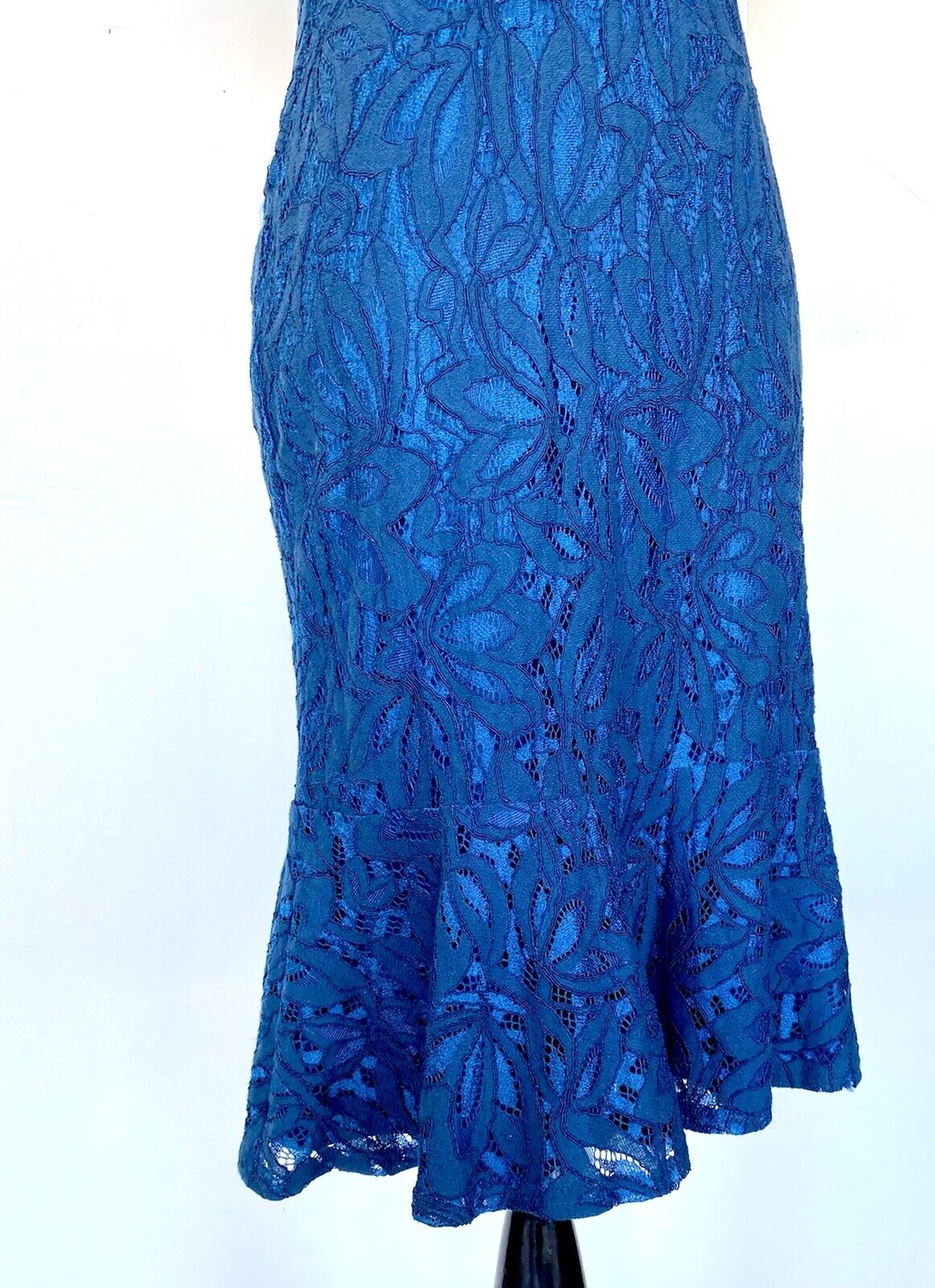 KENSIE Blue & Black Lace Dress Size 0 RETAILS $118 Price $65 Pom Pom Edge