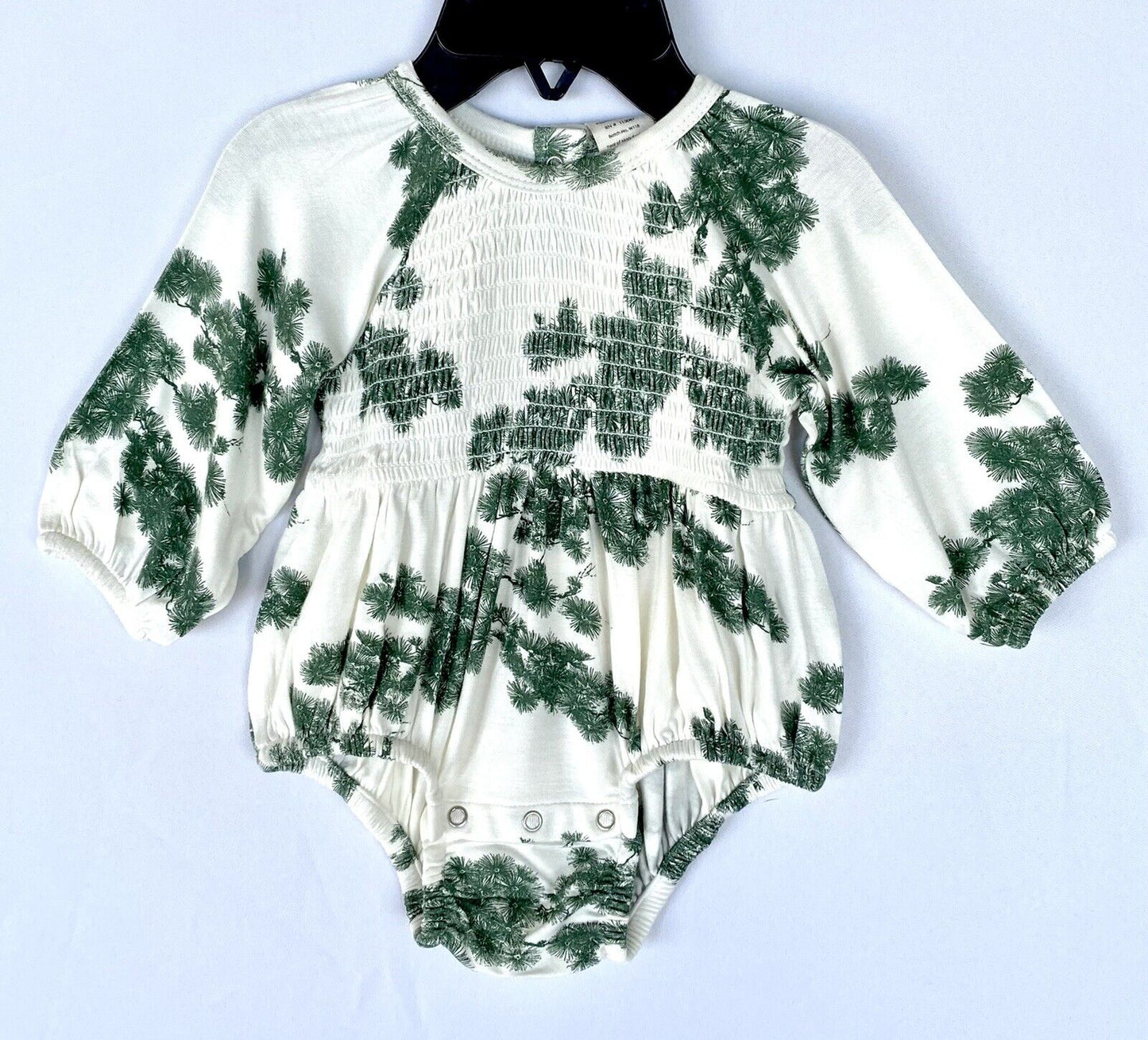 Kate Quinn Bamboo Pine Smocked bubble Romper Retail $38 Price $28 0–3 M Cream