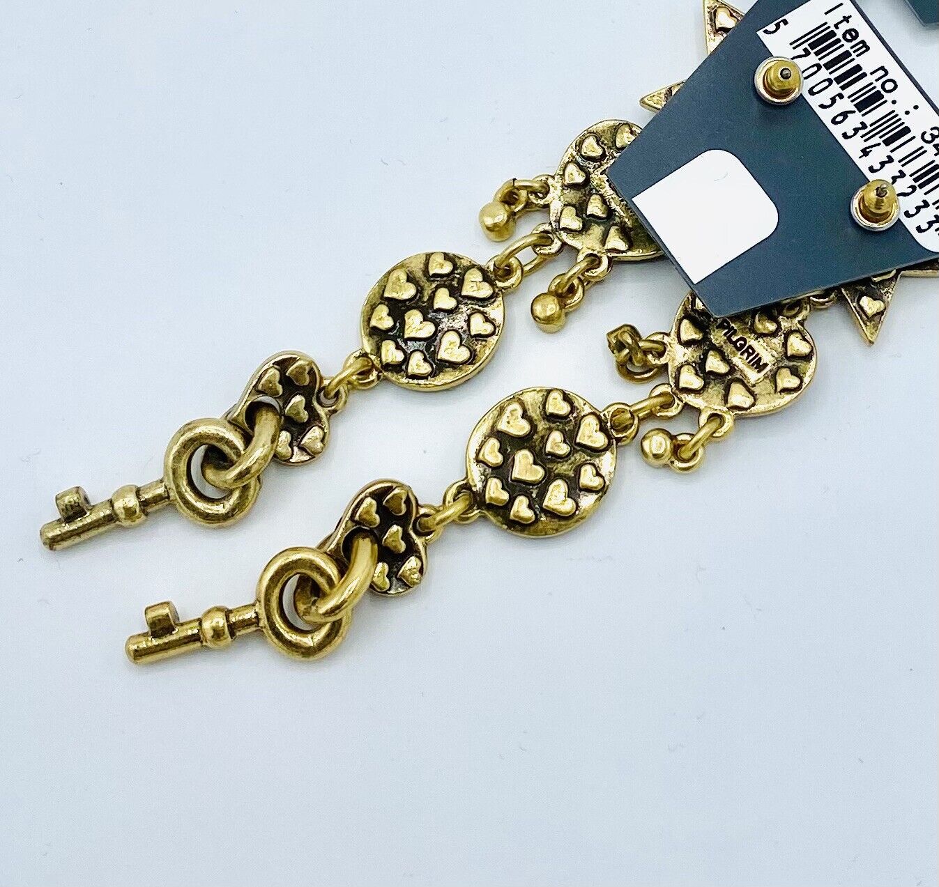 Valentine Heart &Star Pilgrim 14 Carat Gold Plate Swarovski Crystal Earrings $19