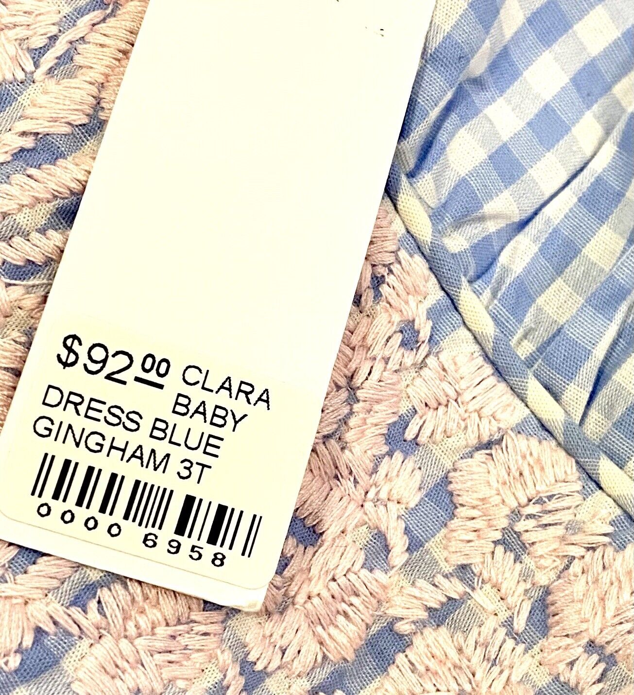 J Marie embroidered Clara Dress 3T Retail $92 Price $49 Gingham Blue And Pink