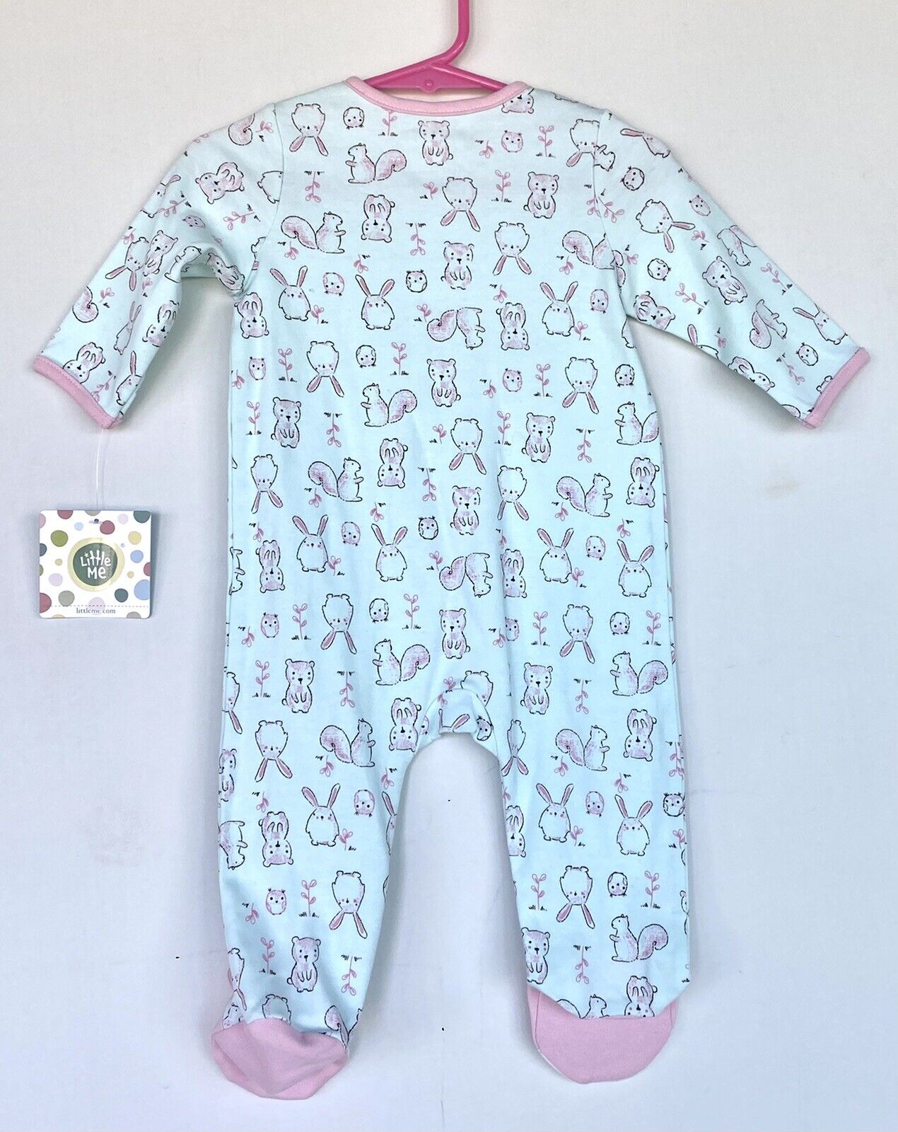 Little Me Woodland Animals Footie Pale Blue And Pink 6 Months NWT Price $16