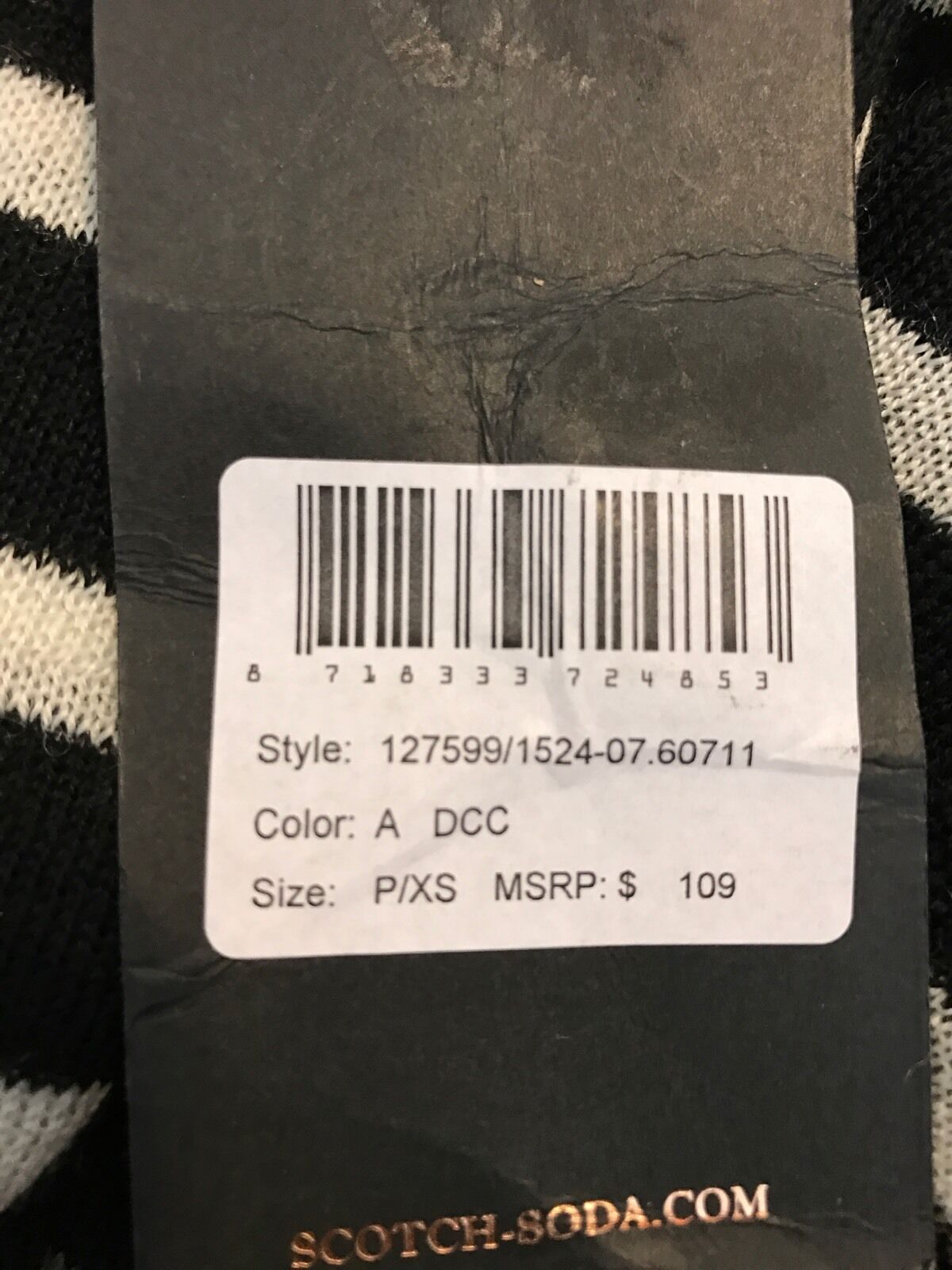 Scotch & Soda Black Stripe Sweater & Necklace NWT Retail $109 Price $50 Sz XS