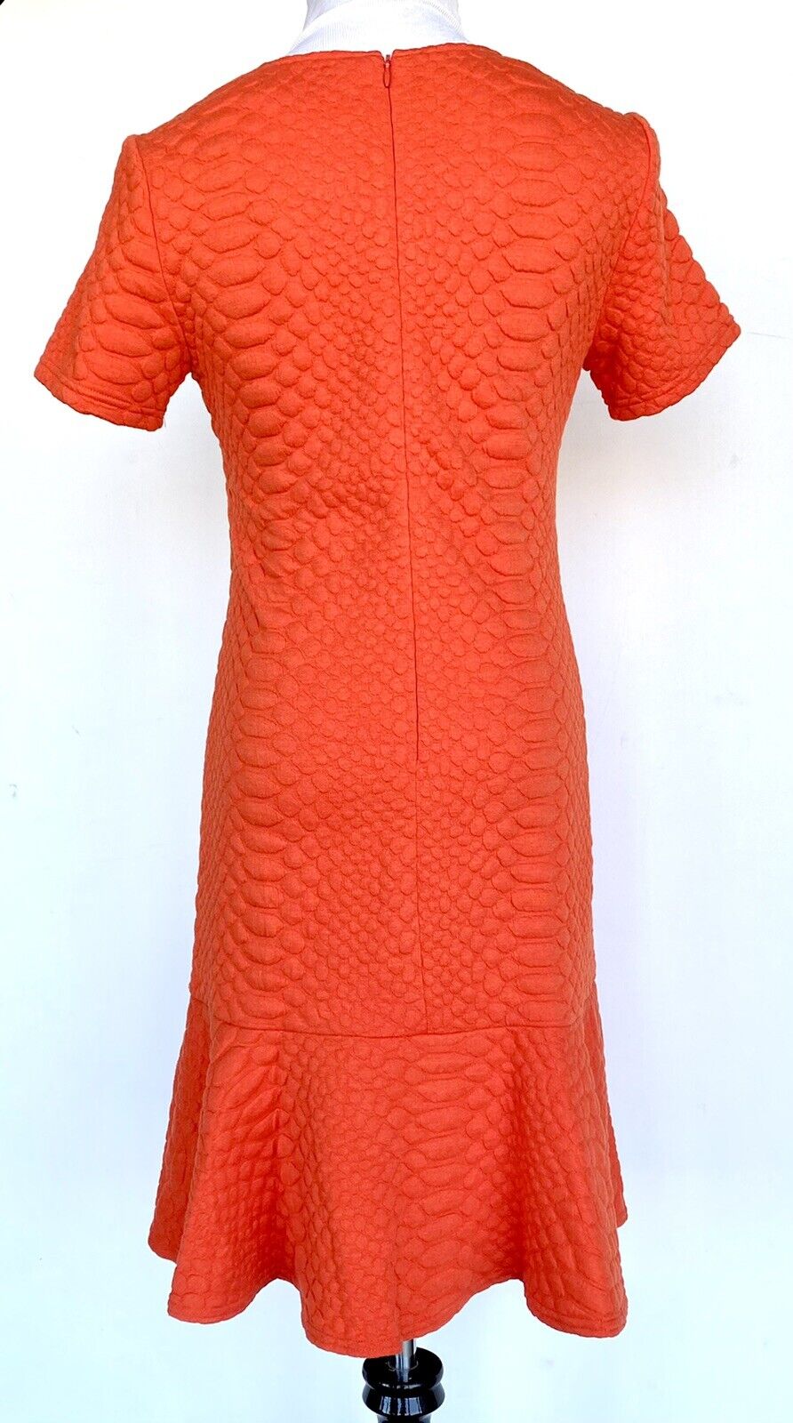 sharagano orange textured print Ruffle Hem dress Retails $99 Price $46 Size 4