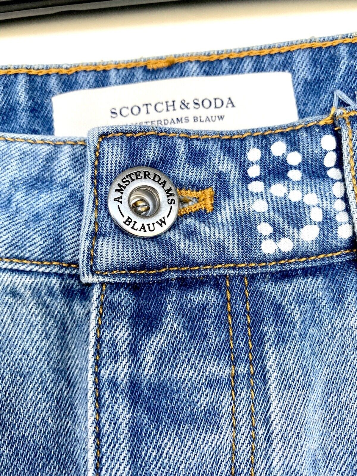 Scotch & Soda Painted Denim Jean Shorts NWT Size 24 Retail $115 Price $39