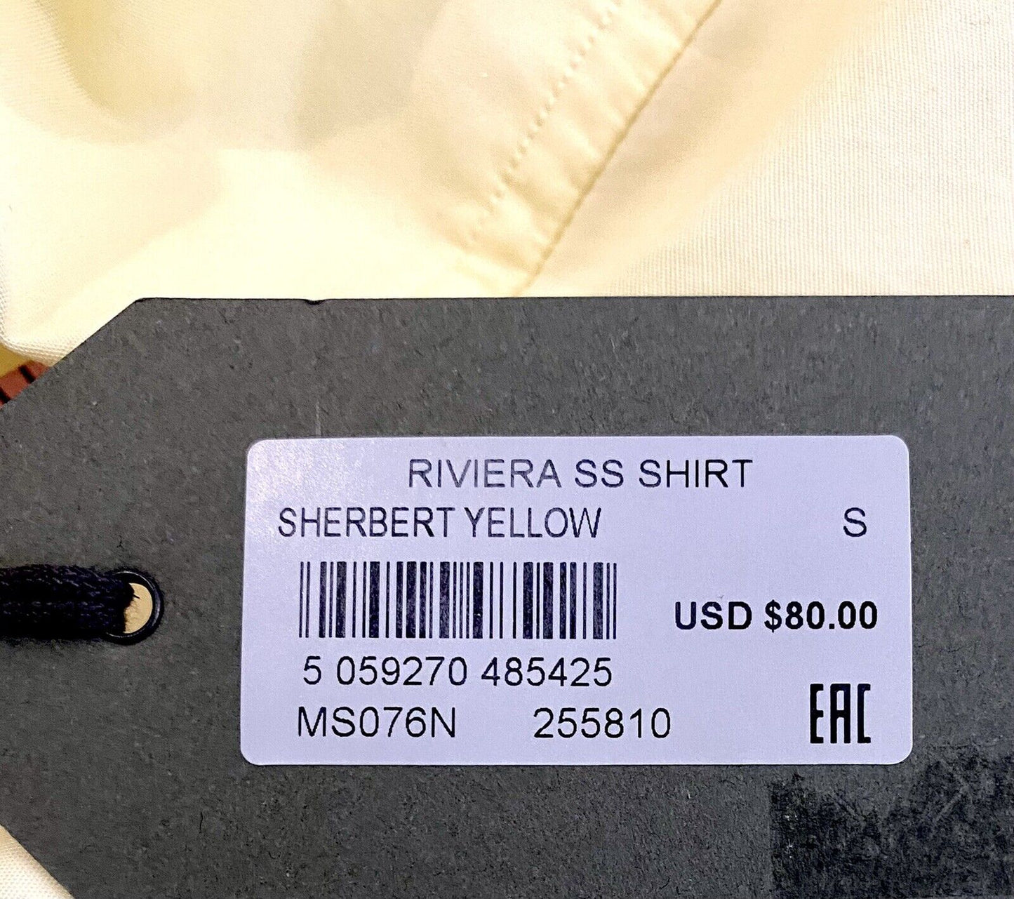 AllSaints Riviera SS Shirt Retail $80 Price $49 NEW Sherbet Yellow Small