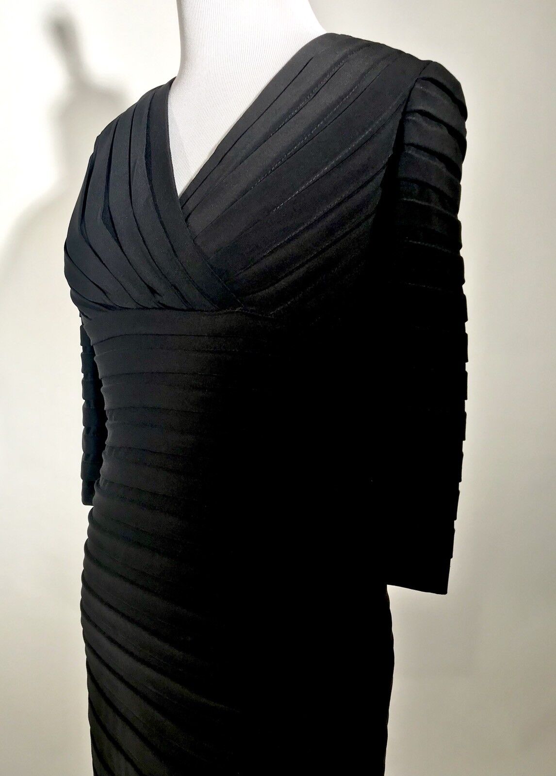 Adrianna Papell Black Banded Stretch Dress NWT Size 0P Price $76