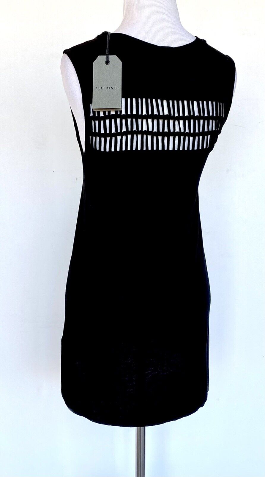 AllSaints Black Simmo Cutout Vest Tee.Retails $125 Price $49 Size XS