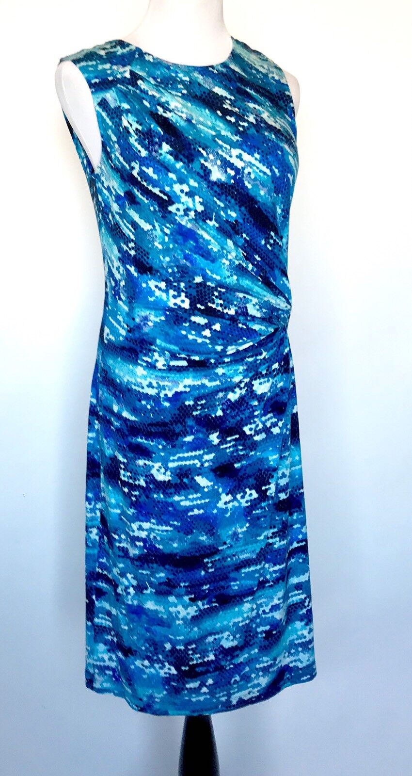 Nic + Zoe Surf Spray Blue Stretch Dress. NWT Size S Retail $168 Price $64.97